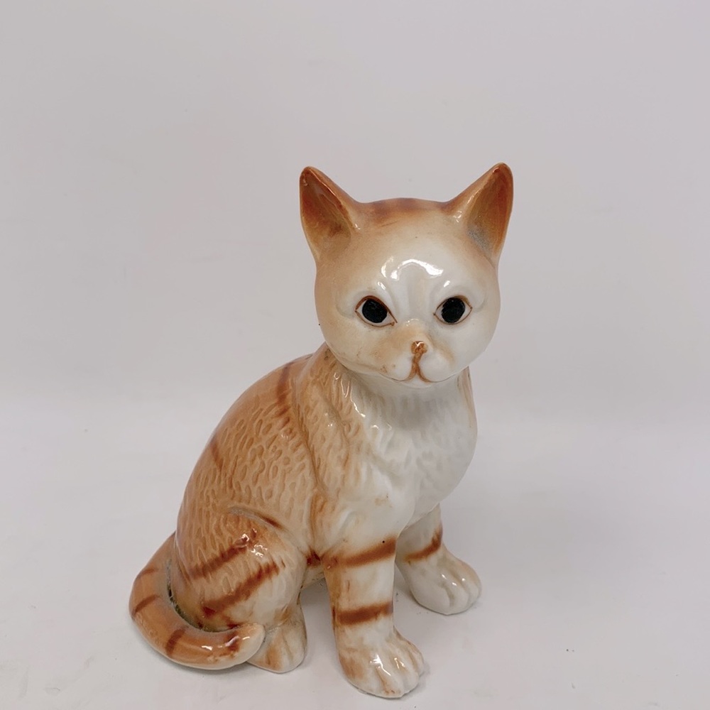 Vintage porcelain orange ginger cat figurine - Picture 1 of 7